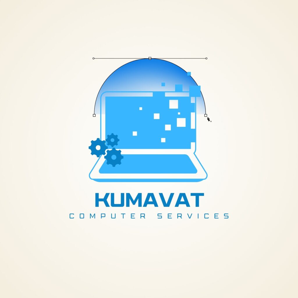 blue modern computer service and repair logo